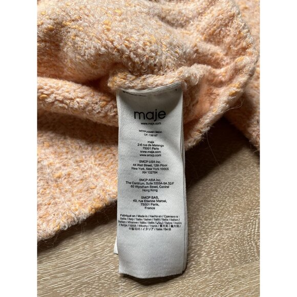 MAJE Micoly Textured Cropped Sweater In Melon Orange Size 1 or Small - Picture 5 of 9